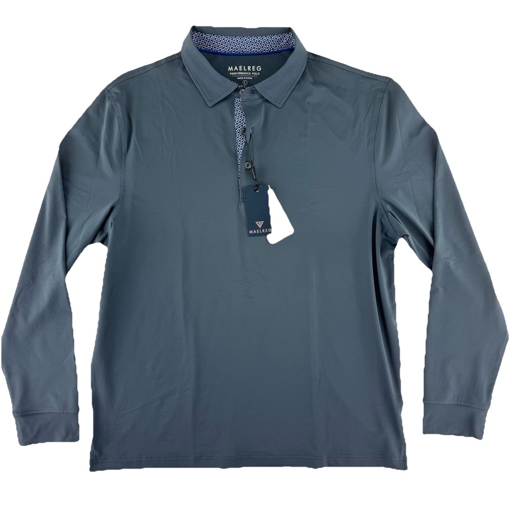 Maelreg Long Sleeve Golf Performance Polo Shirt Mens Large Gray‎ Stretch